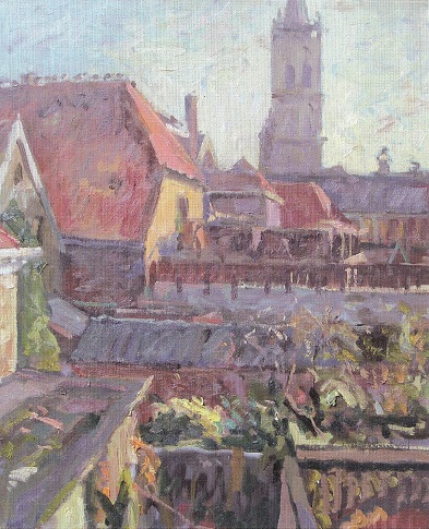 FOTO 14 uitzicht over Lochem vanuit atelier 1985 olieverf op doek 70x60